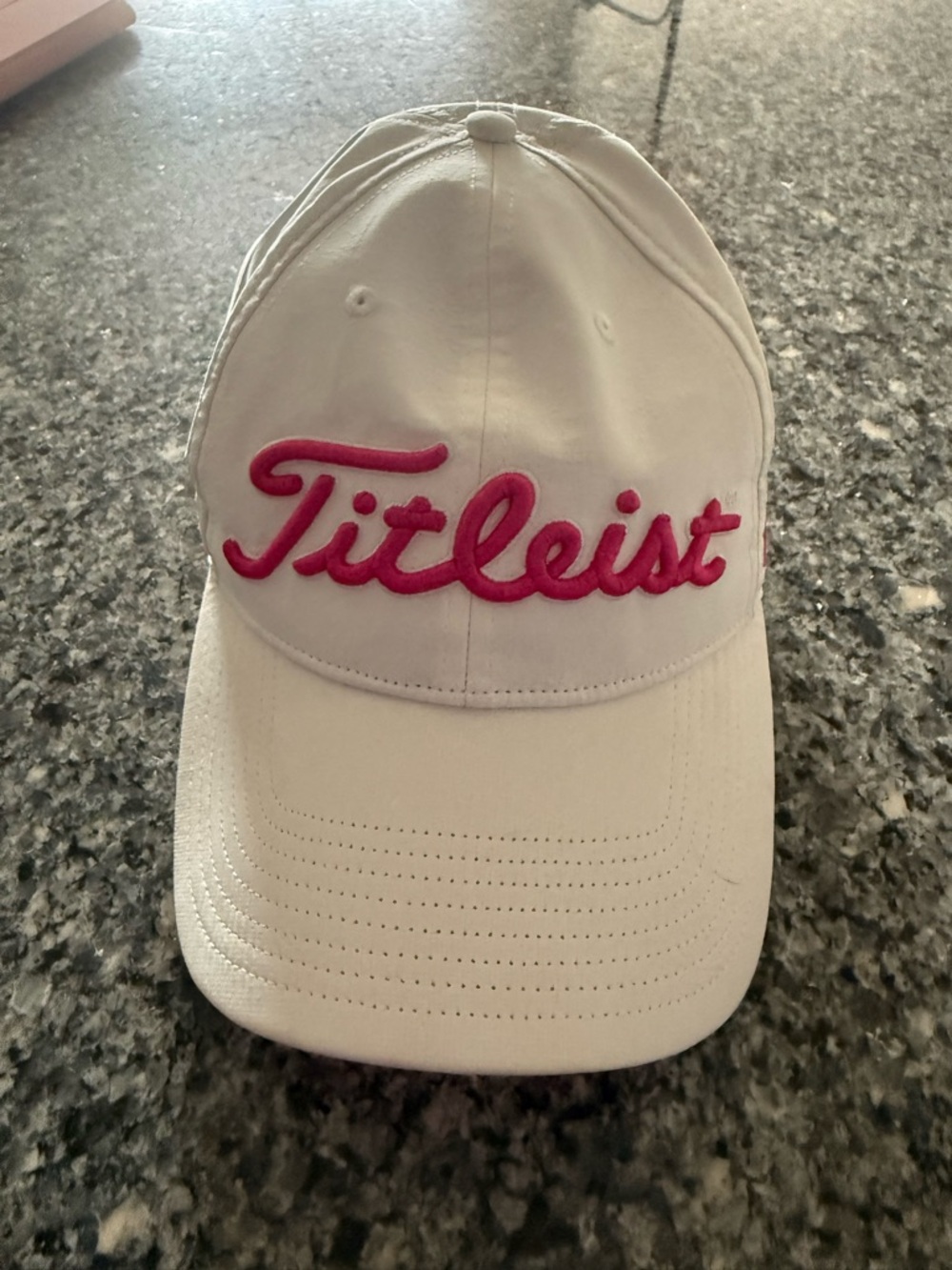 Titleist White Cap with Pink Script